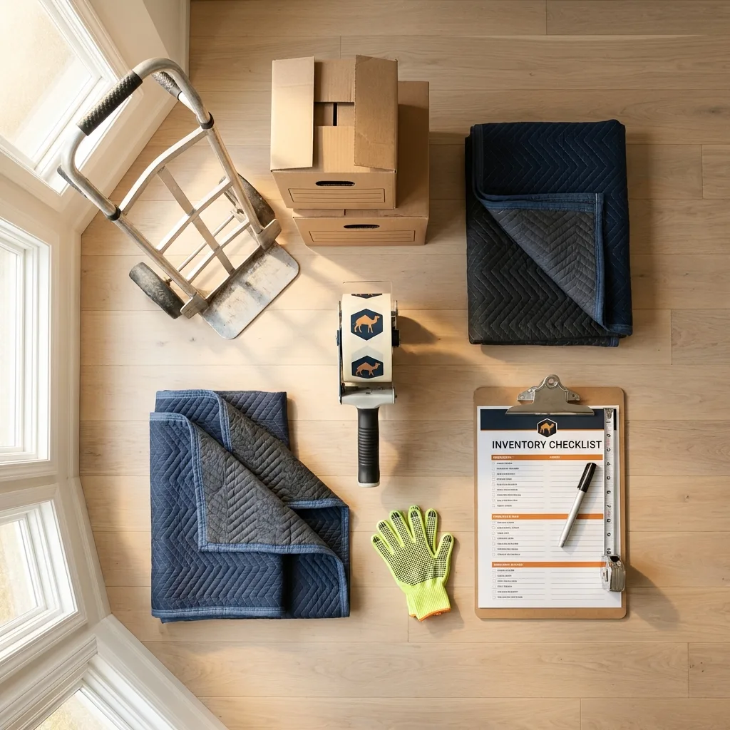 Professional moving supplies and packing materials layout for Midlothian residential relocations